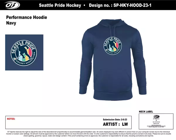 Seattle Pride Hockey Association Premium Twill Hoodie